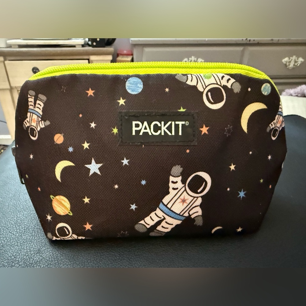 Kids Space-Themed Pouch - Brown and Yellow